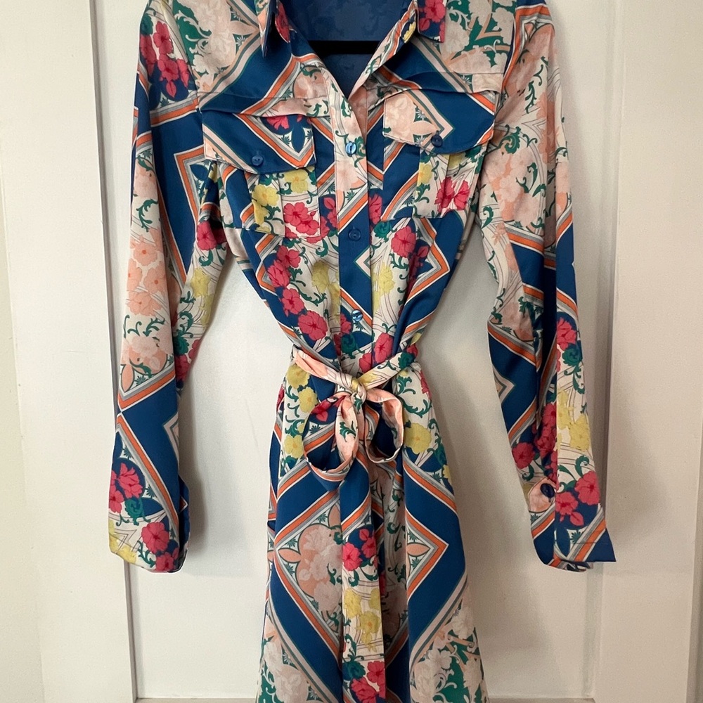 Fate Blue and Orange Floral Dress
